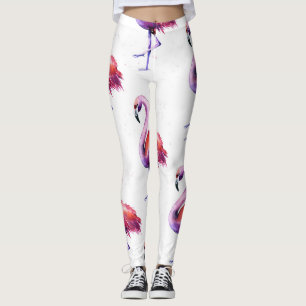 Legging Flamingos com salpicos: padrão de aquarela.