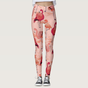 Legging Flamingos cor-de-rosa: padrão tropical sem costura