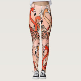 Legging Flamingos de Cor do Coral Vivo
