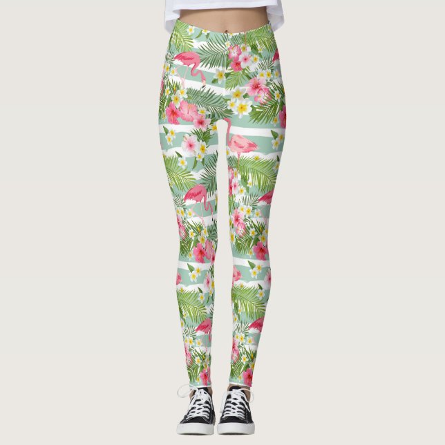 Legging Flamingos E Stripes 2 (Frente)