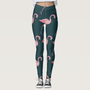 Legging Flamingos em padrão azul, sem costura.