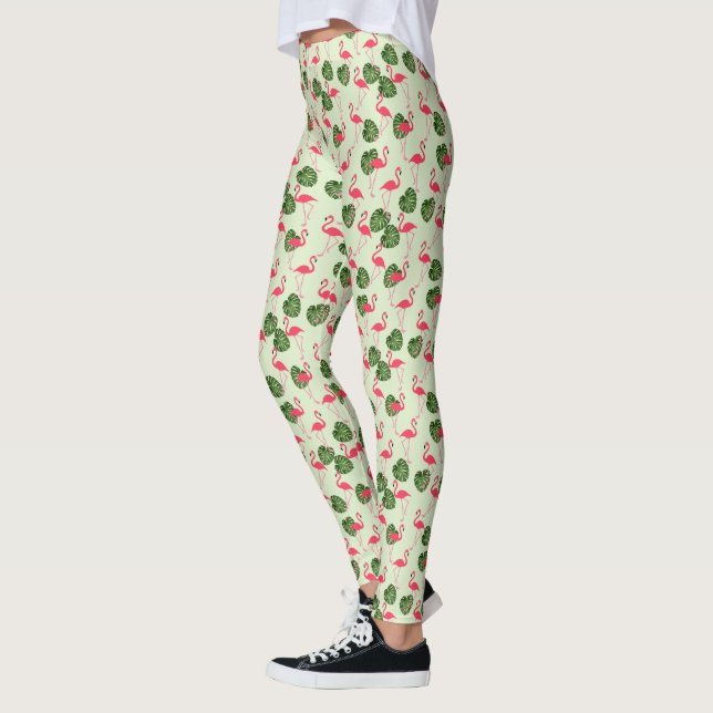 Legging Flamingos Rosa e Folhas de Palma (Esquerda)