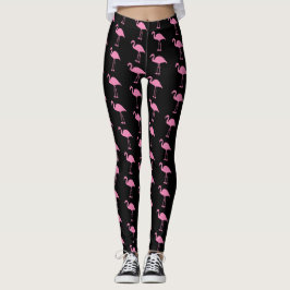 Legging Flamingos rosa em preto