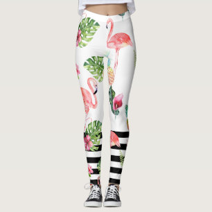 Legging Flamingos Rosa PixDezines+faixas Pretas Ajustáveis