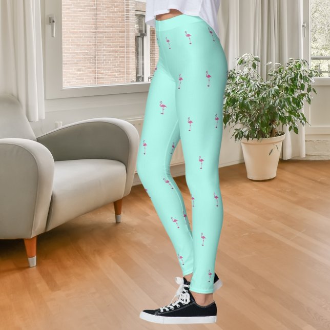 Legging Flamingos rosa verde-menta (Criador carregado)