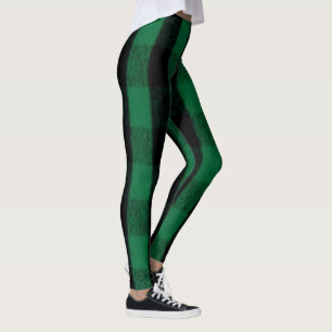 Legging Flannel Buffalo Xadrez Textura verde de lenhador