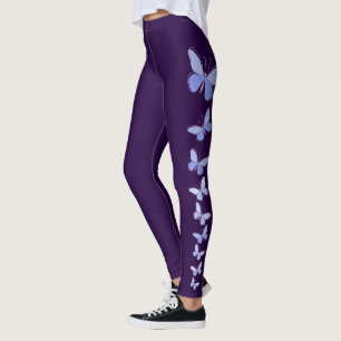 Legging Flauta de borboleta em azul - Violeta profunda sól