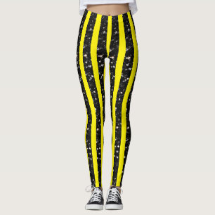 Legging Flechas pretas do Halloween em linhas amarelas
