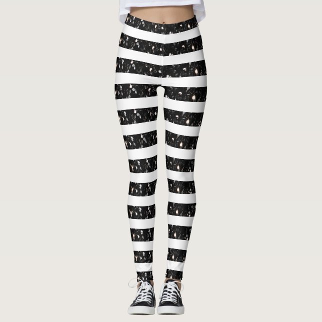 Legging Flechas pretas do Halloween em linhas brancas (Frente)