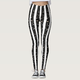 Legging Flechas pretas do Halloween em linhas brancas
