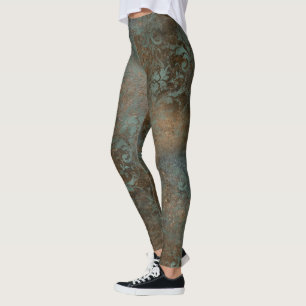 Legging Fleur De Lis num fundo enferrujado