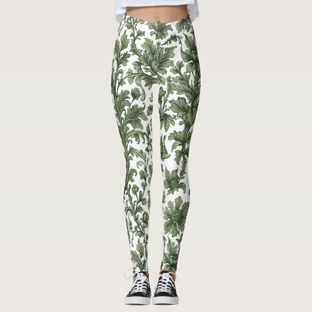 Legging fleurs et feuilles vertes (Frente)