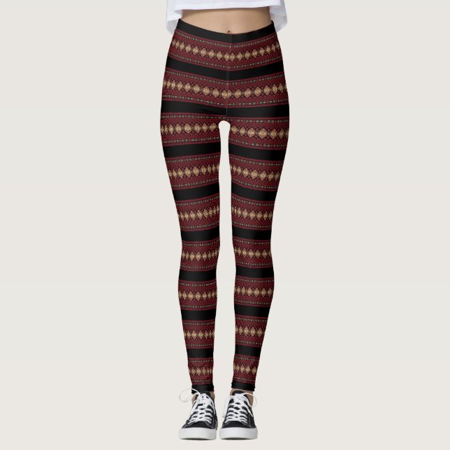 Legging Flo de padrões de banda decorativa ucrainiana (Frente)