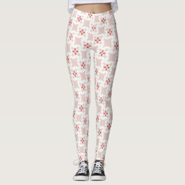 Legging FLO Geométrico Rosa Pastel e Branco Sem Costura