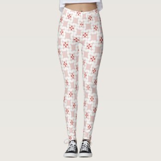 Legging FLO Geométrico Rosa Pastel e Branco Sem Costura