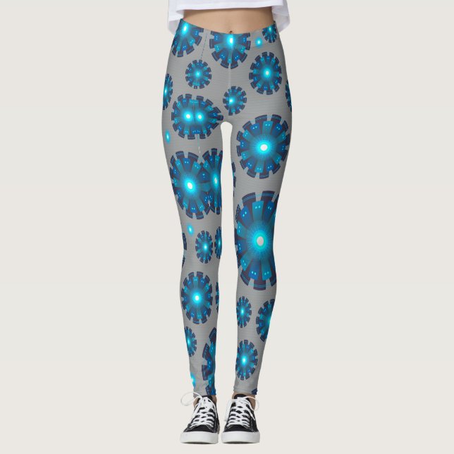 Legging Floco de Neve Azul e Cinza (Frente)