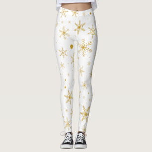 Legging Floco de Neve Brilhante 3 - Dourado e Branco-