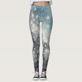 Legging Floco de neve de prata e azul Inverno