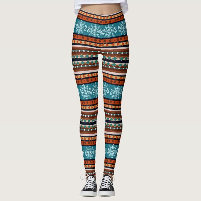 Legging Floco de neve e padrão geométrico Cozy (Frente)