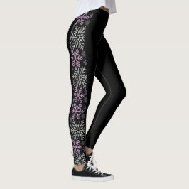 Legging Floco de neve Prata de Natal Roxo
