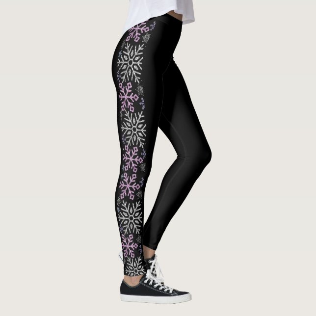 Legging Floco de neve Prata de Natal Roxo (Direita)