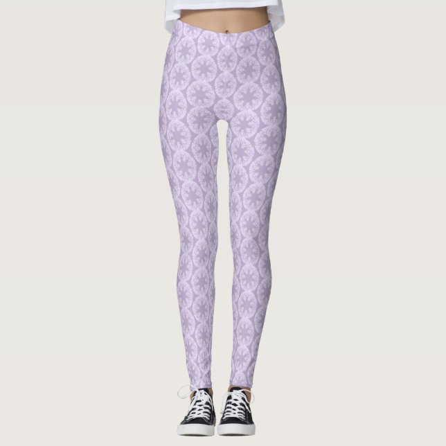 Legging floco de neve roxo leve e coração brilhando (Frente)