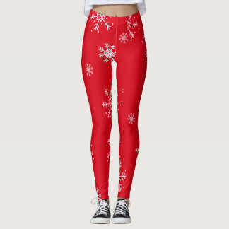 Legging Floco de neve vermelho branco