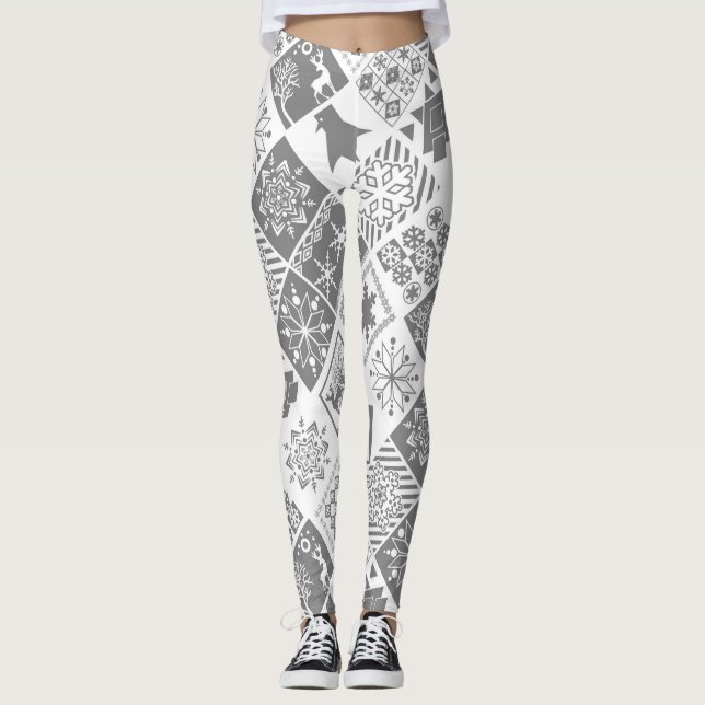 Legging Floco geométrico de neve dos elementos de Natal se (Frente)