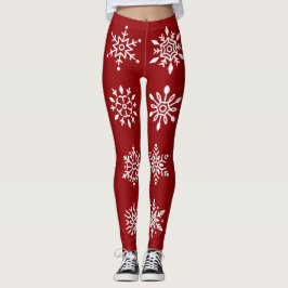 Legging Flocos Brancos De Neve No Feriado Vermelho De inve