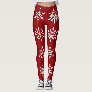 Legging Flocos Brancos De Neve No Feriado Vermelho De inve