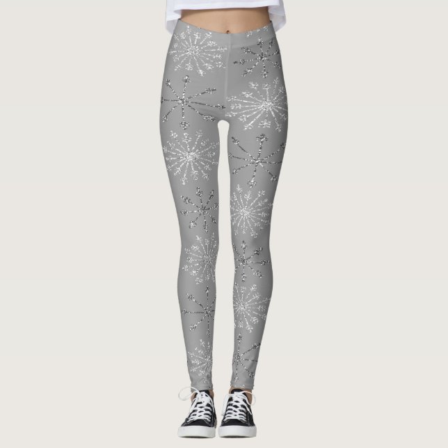 Legging Flocos de Neve Adoráveis com Brilho,Natal (Frente)