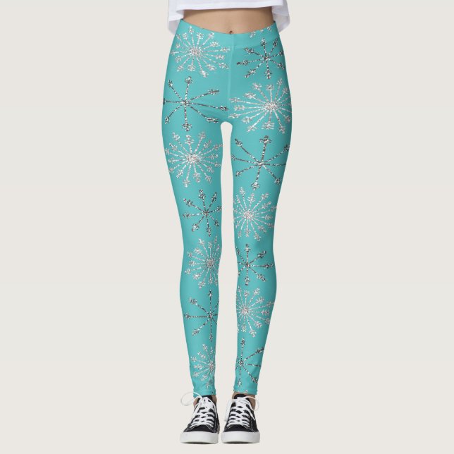 Legging Flocos de Neve Adoráveis com Brilho,Natal (Frente)