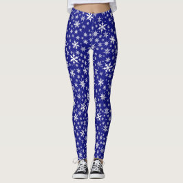 Legging Flocos de neve azuis com coxas Impressão