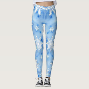 Legging Flocos de neve azuis de inverno/Pernas de Impressã