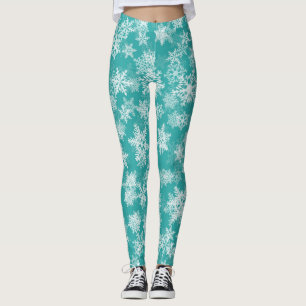 Legging Flocos de Neve Azul e Branco Inverno Maravilha de