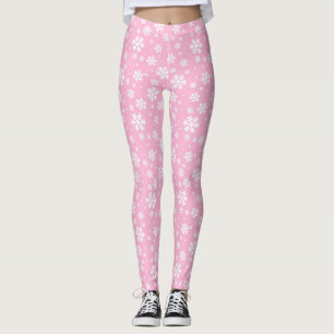 Legging Flocos de Neve Brancos em um Padrão de Inverno Ros