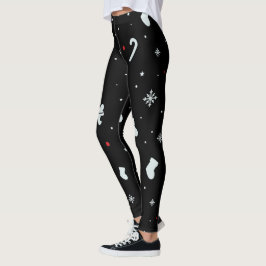 Legging Flocos De Neve Brancos Pernas De Natal Para Mulher