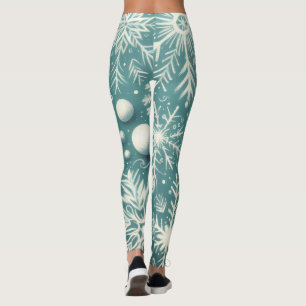 Legging Flocos de Neve Caprichosos Padrão Azul-marinho Mar