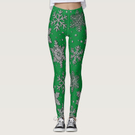 Legging Flocos de neve com brilho prateado espumante
