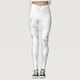 Legging Flocos de neve de inverno branco Elegante