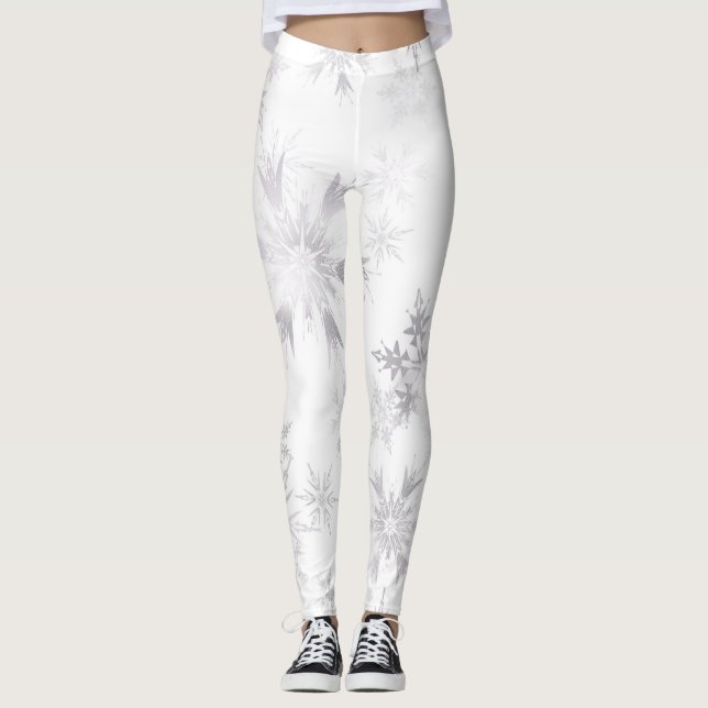 Legging Flocos de neve de inverno branco Elegante (Frente)
