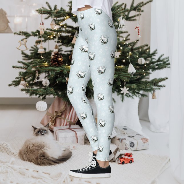 Legging Flocos de Neve de Natal em Azul e Arminho Branco (Criador carregado)