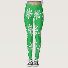 Legging Flocos de neve de Natal em verde