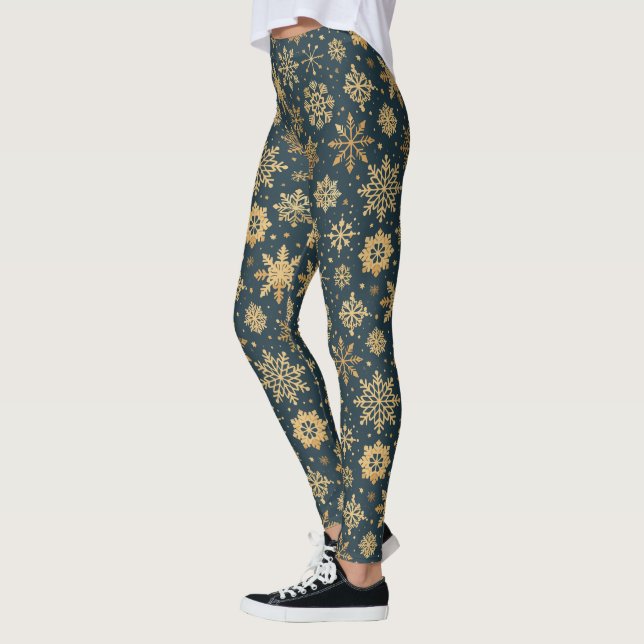 Legging Flocos de neve Dourados em azul escuro (Esquerda)