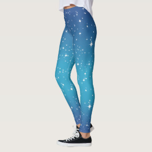 Legging Flocos de neve e estrelas com gradiente azul páli