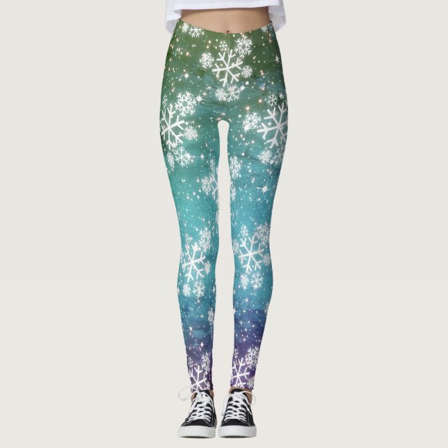 Legging Flocos de neve e estrelas (editável) (Frente)