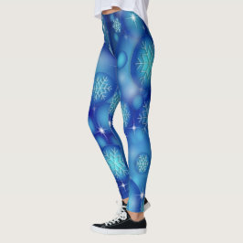 Legging Flocos de neve e estrelas em azul de inverno