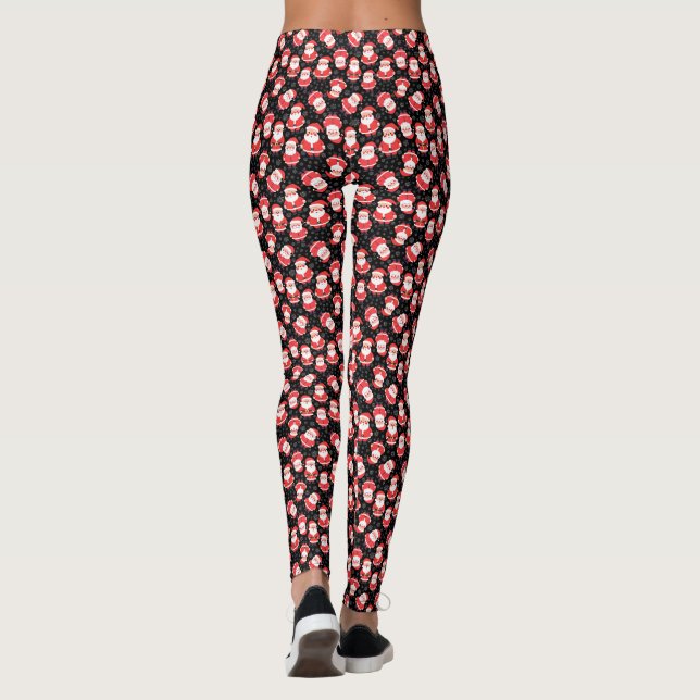 Legging Flocos de neve e Papais noeis Novidade Festa Negra (Verso)