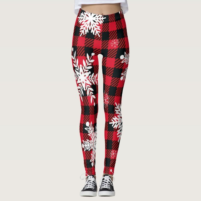 Legging Flocos de neve e Xadrez de Buffalo: Charme de inve (Frente)