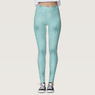 Legging flocos de neve esquadrão azul branco frio esportes